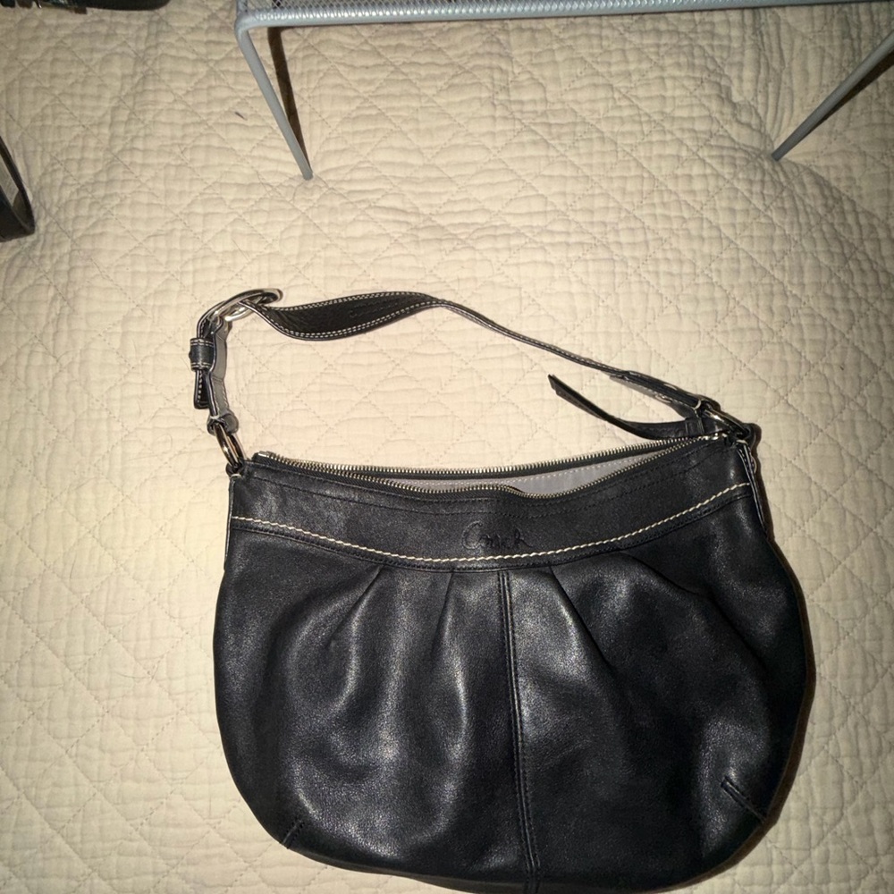 Coach F13731 SoHo Pleated Black Leather Shoulder Bag